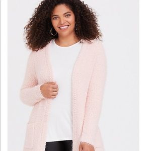 LIGHT PINK FUZZY CARDIGAN